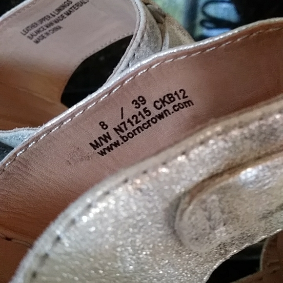 Born Crown Metallic Leather Heeled Sandal 8M/W Beige Cream Metallic - Picture 3 of 16